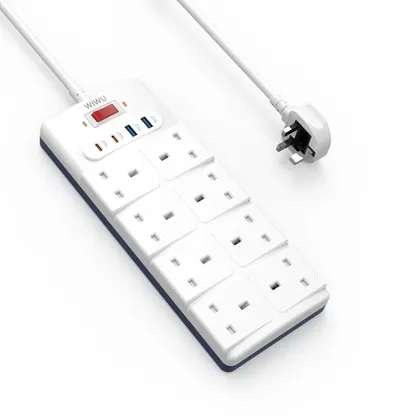 Multiprise GaN 12 en 1 20 W – 2 USB-C, 2 USB-A, 8 prises AC – Wi-S009 UK 2 m