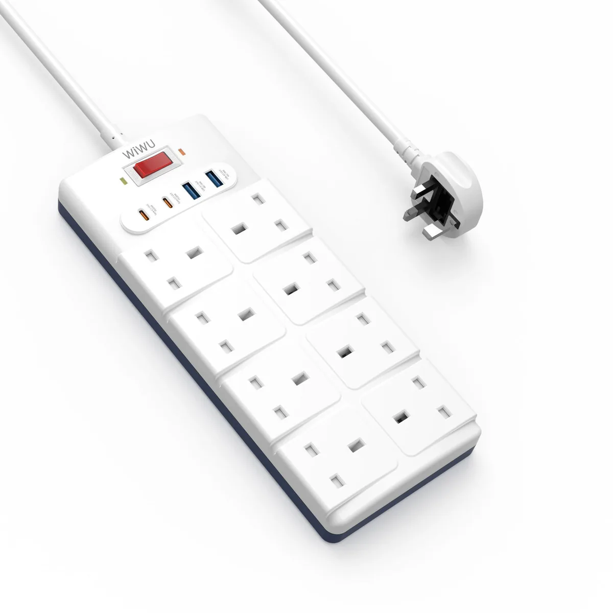 Multiprise GaN 12 en 1 20 W – 2 USB-C, 2 USB-A, 8 prises AC – Wi-S009 UK 2 m