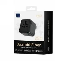 Adaptateur de voyage universel GaN Warrior 25 W 2C1A Wi-UA011