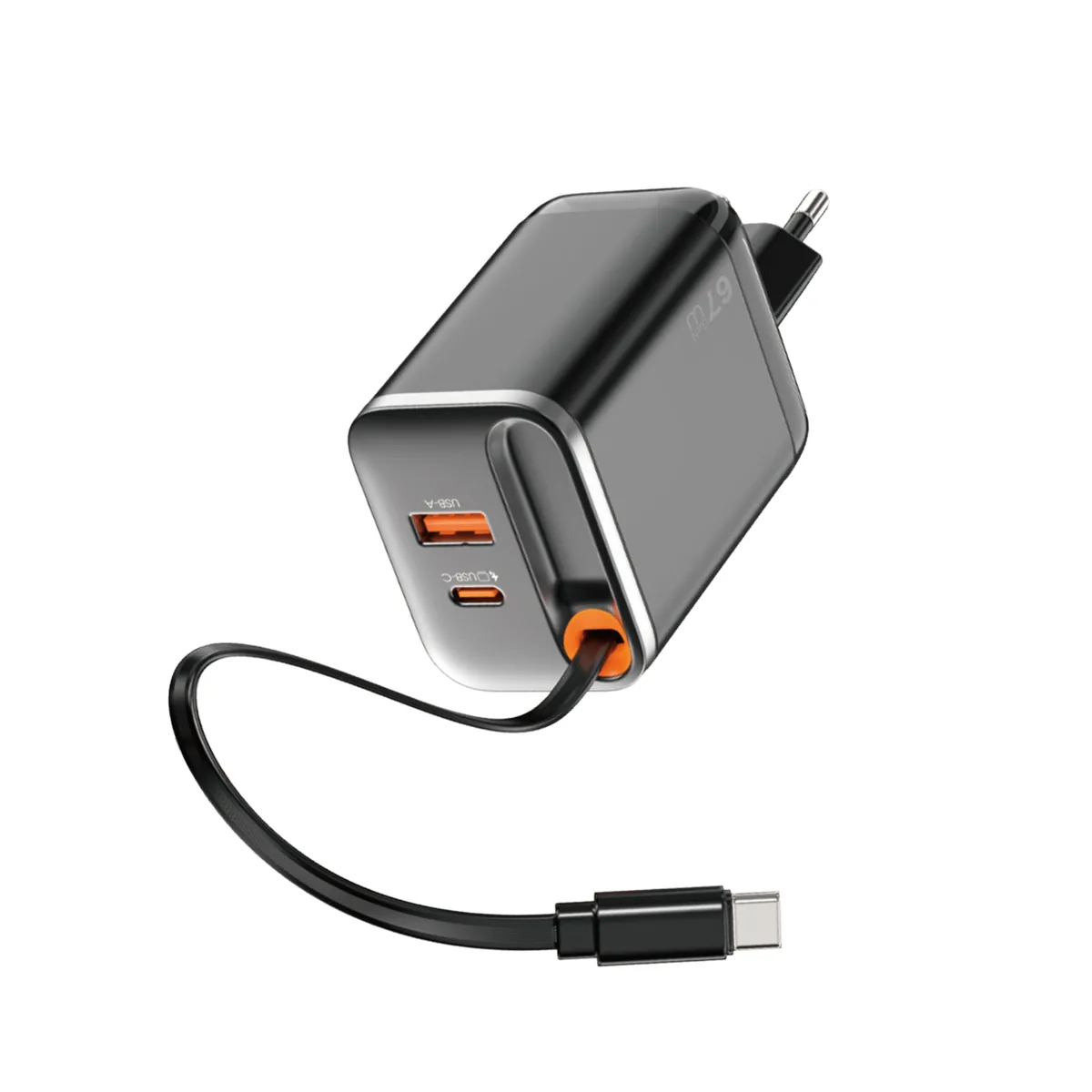 Chargeur GaN Helix 67 W à câble USB-C rétractable Wi-G020