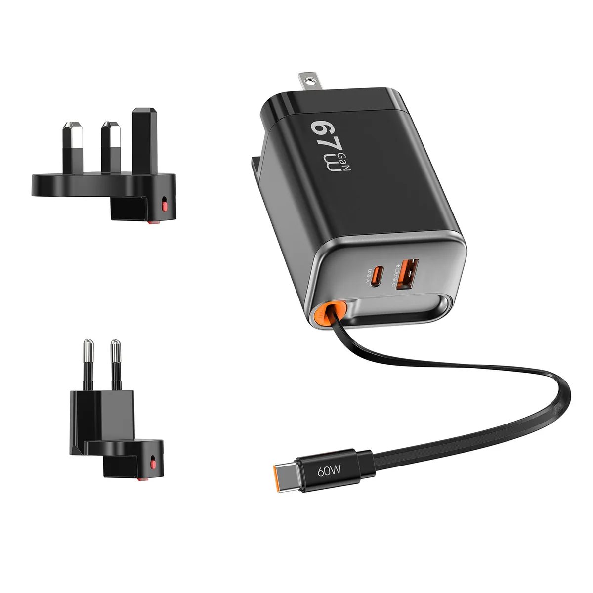 Chargeur GaN Helix Pro 67 W avec câble rétractable Wi-G027