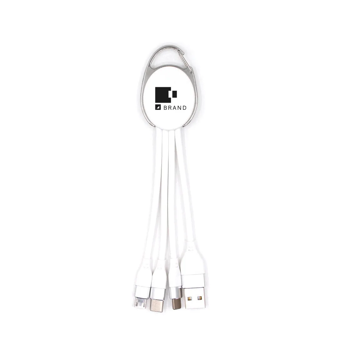 Porte-clés mousqueton avec câble 3-en-1 en aluminium